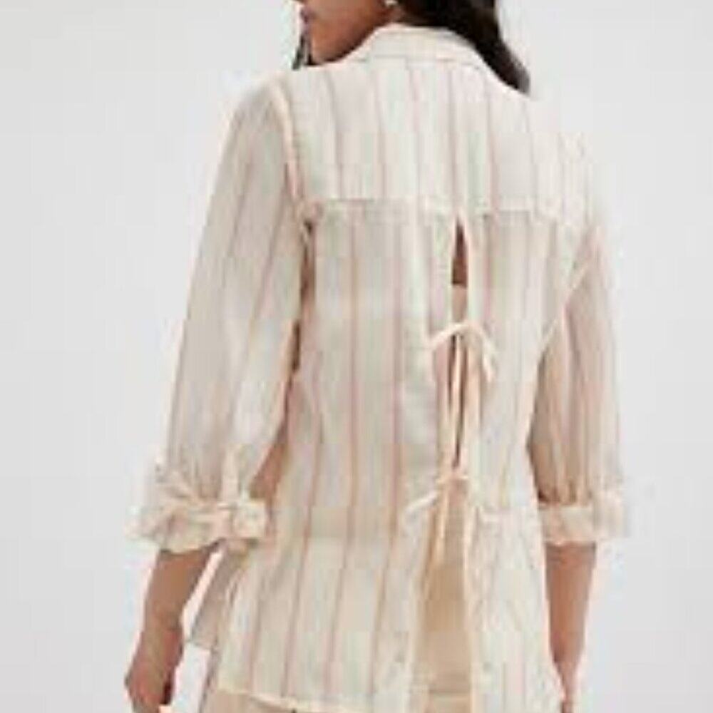 BDG Maddison Breezy Tie-Back Shirt Relaxed Button Down Size L